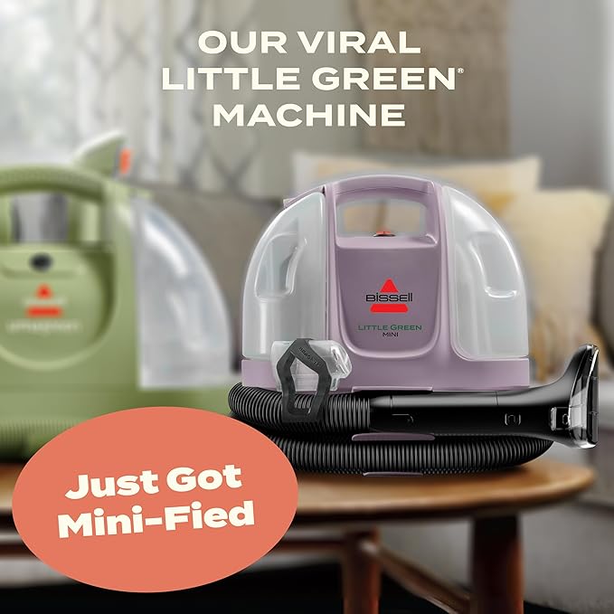 Bissell Little Green Mini Portable Carpet and Upholstery Deep Cleaner, Car/Auto Detailer, with HydroRinse Self-Cleaning Tool and 4" Tough Stain Tool, Limited Edition Color Dusk Pink, 4075L-PawvioPets