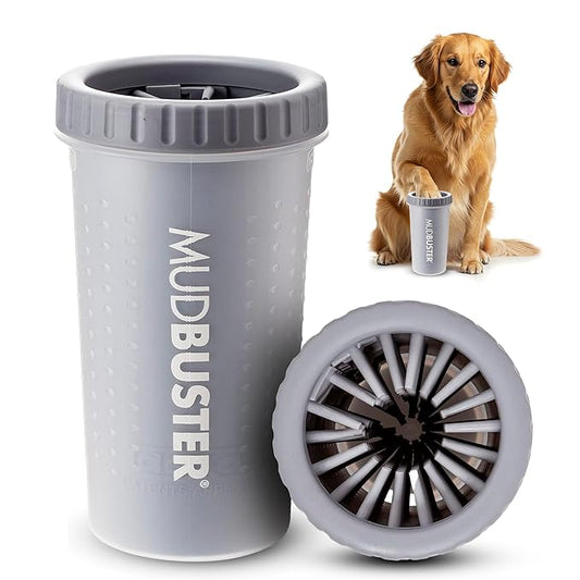 Dexas MudBuster Portable Dog Paw Cleaner, Premium Quality Large Gray Pet Accessory-PawvioPets