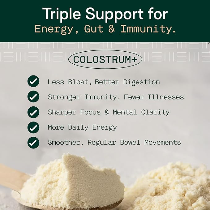 Adapt Naturals Colostrum Supplement with Lactoferrin & Beta-Glucan, Bio-Avail Grass Fed Bovine Colostrum Powder for Gut Health, Immune Support & Vitality | Non-GMO, 2500mg, Unflavored - 30 Days Supply-PawvioPets