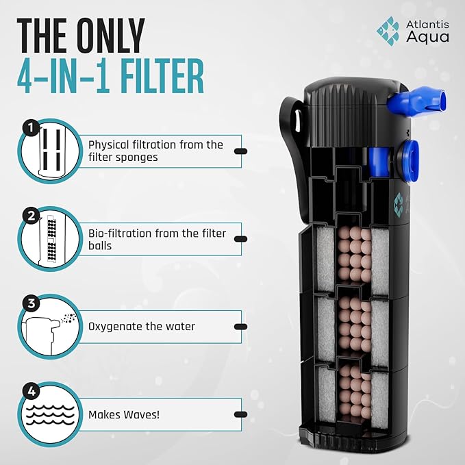 55 Gallon Fish Tank Filter to 100 Gallon Fish Tank Filter | Silent Fish Tank Filter | Large Fish Tank Filter | Submersible Aquarium Filter, 75 Gallon Fish Tank Filter, in Tank Aquarium Filter-PawvioPets