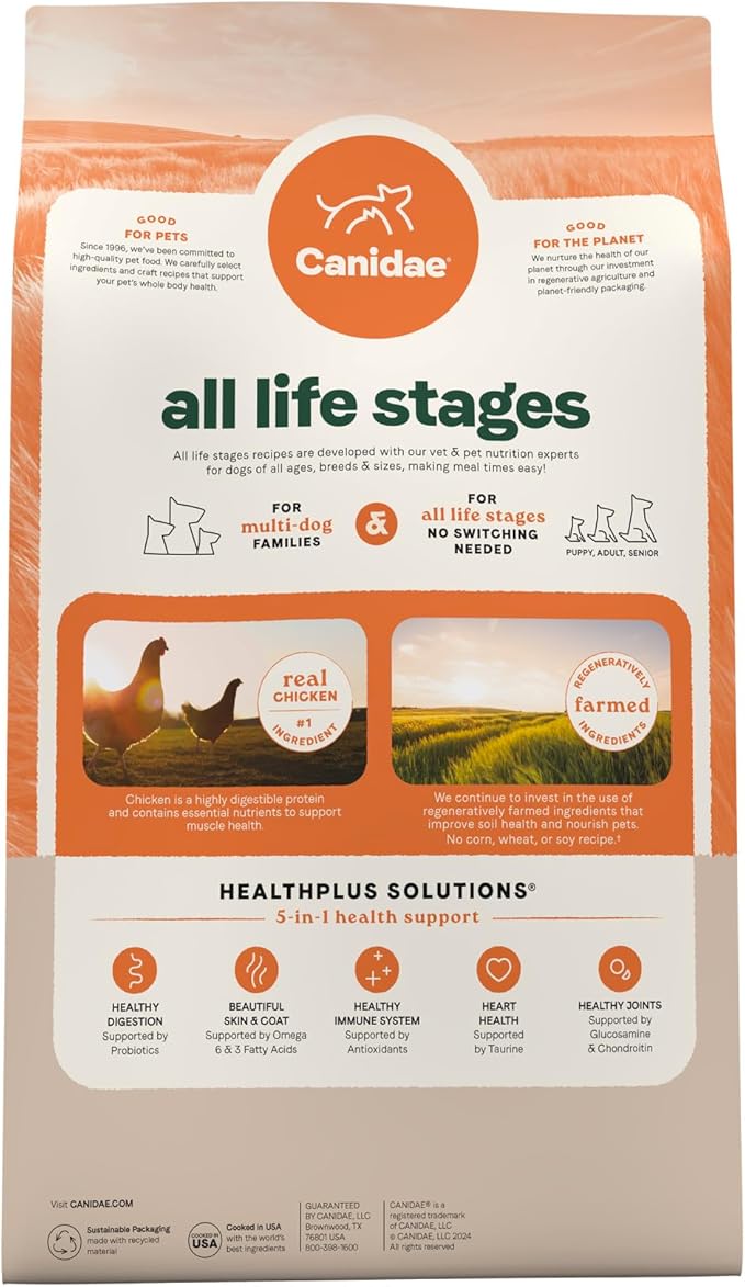 Canidae All Life Stages Multi-Protein Recipe with Chicken, Turkey, Lamb, and Fish – High Protein Premium Dry Dog Food for All Ages, Breeds, and Sizes– 5 lbs.-PawvioPets