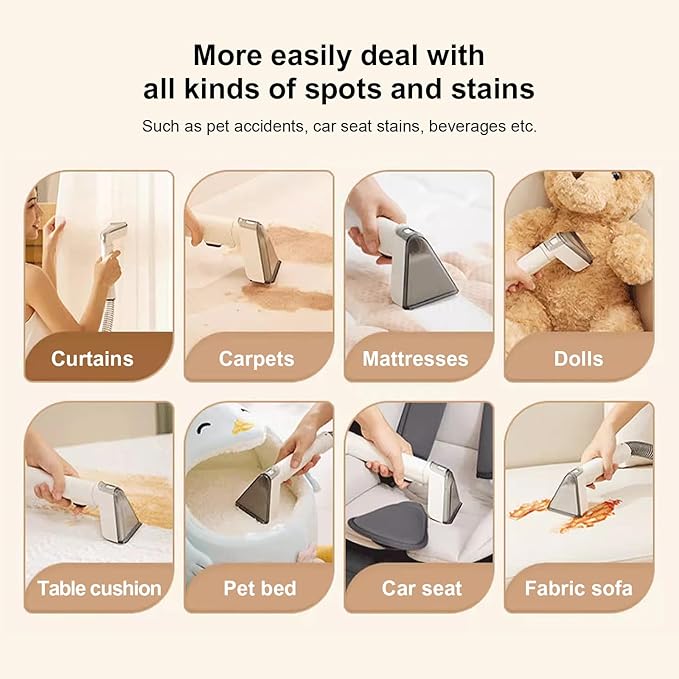 COCEAN Multi-Purpose Portable Carpet and Upholstery Cleaner, Carpet Cleaner Machine Powerful Suction Spot Cleaning, Deep Stain Cleaning for Carpet, Car Seats, Pets, Couches, with Dual Size BrushHead-PawvioPets
