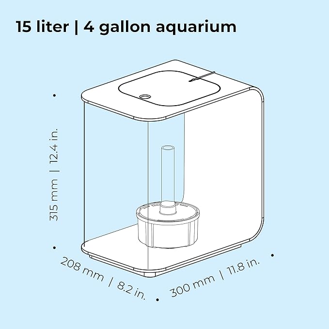 biOrb Flow 15 Acrylic 4-Gallon Aquarium with Multi-Color Remote-Controlled LED Lights Modern Compact Tank for Tabletop or Desktop Display, White-PawvioPets