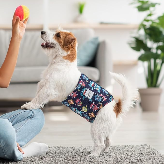 CuteBone Dog Diapers Male Belly Bands 3 Pack for Male Dogs Reusable Puppy Wraps DM65M-PawvioPets