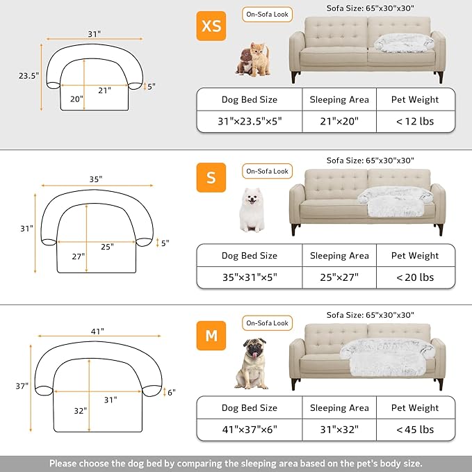 Calming Dog Bed Fluffy Plush Dog Mat for Furniture Protector with Removable Washable Cover for Large Medium Small Dogs and Cats (XS (31"x23.5"x5"), Light Grey)-PawvioPets