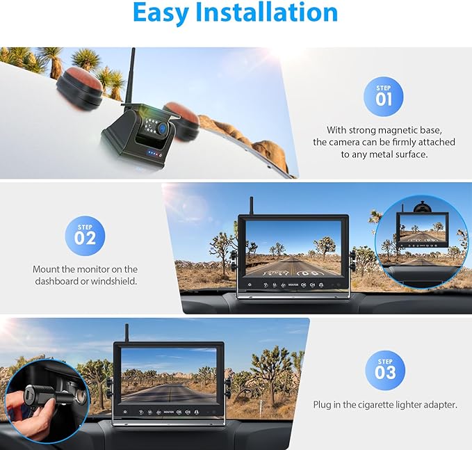 2 Magnetic Solar Wireless Backup Camera HD 1080P 9" DVR Monitor, Solar Rechargeable RV Backup Cameras Wireless System for Hitching Gooseneck Horse Trailer Fifth Wheels RVs Trucks BL902-PawvioPets