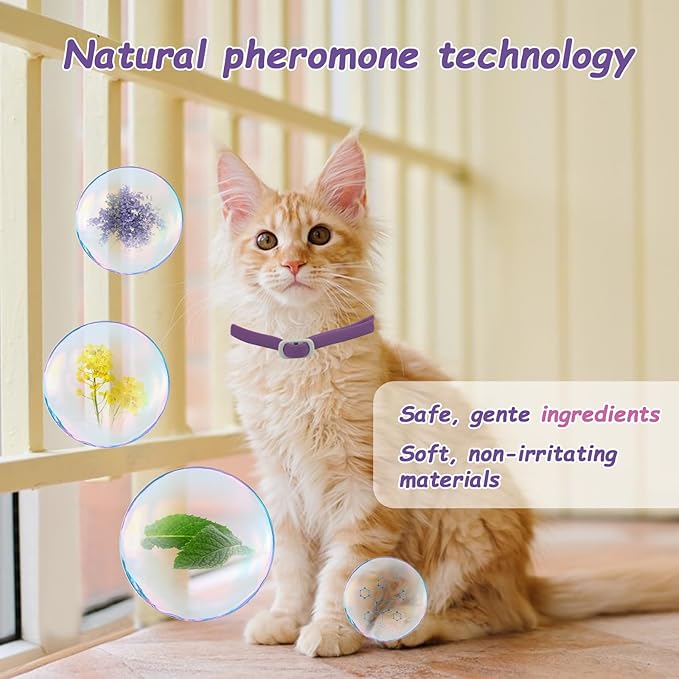 Calming Collar for Cats - 4 Pack, Adjustable Size, Efficiently Reduces Anxiety & Stress for 30 Days, Safe Cat Pheromone Collars, Calming Cat Collar-PawvioPets