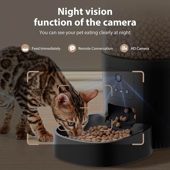 Automatic Cat Feeder with Camera, 1080P HD AI Pet Recognition Recording, 5G WiFi APP Remote Control, Timed Programmable Food Dispenser, Two-Way Audio, with Night Vision Function and Desiccant-PawvioPets