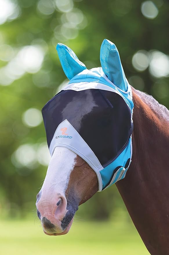 FLYGUARD FINE MESH Fly MASK with Ears (XS Pony, Teal)-PawvioPets