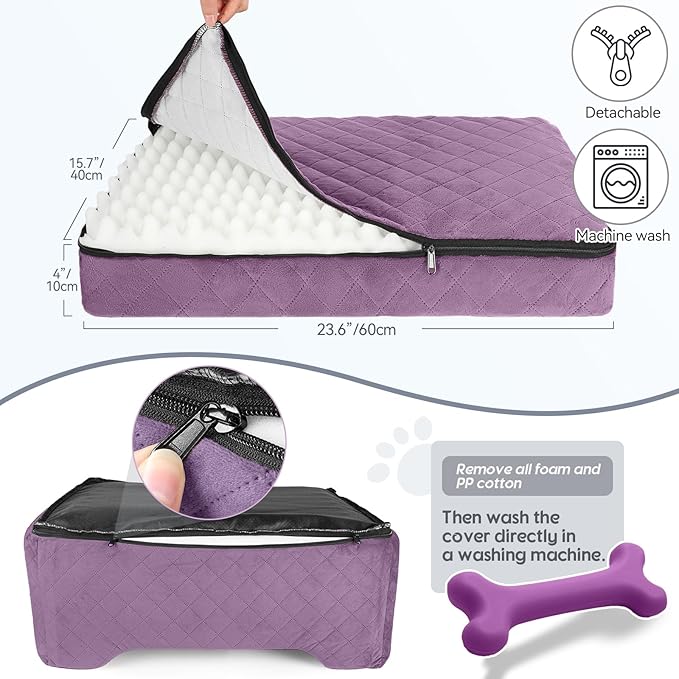 Dog Car Seat for Medium/Large Dogs, Dog Booster Seat for Pet Under 50lbs or 2 Small, Detachable and Washable Pet Car Seat,Multi-Functional Pet Travel Bed for Backseat(Purple)-PawvioPets