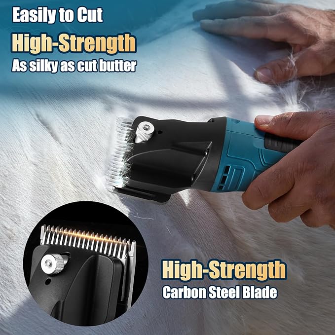 Cordless Electric Professional Horse Clippers,Horse Clippers with 2 PCS Rechargeable Lithium Battery,6 Speeds Heavy Duty Animal Grooming Clippers for Thick Coat-PawvioPets