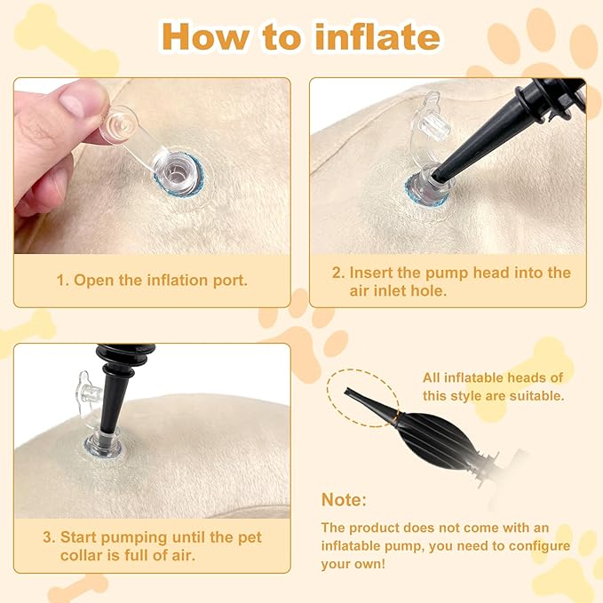 Dog Cone Collar with Enhanced Anti-Licking, Inflatable Dog Cone After Surgery, Adjustable Size with Soft Padding for Small Medium Large Dogs - Pale Yellow/M+-PawvioPets