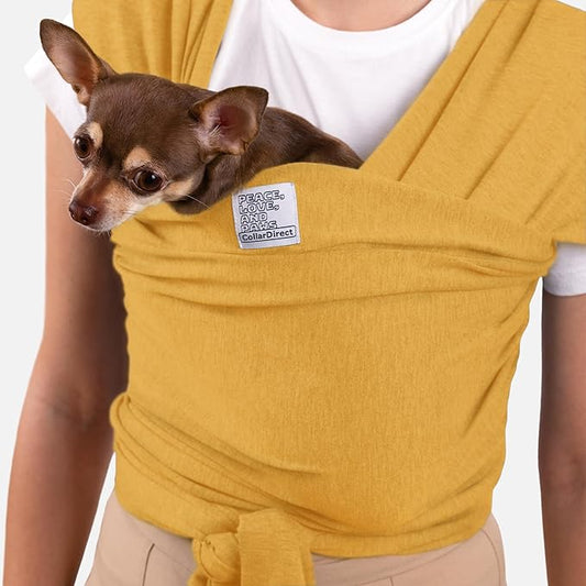 Dog Sling Carrier for Small Dogs - Anti-Anxiety Cat Sling, Puppy Pouch - Pet Sling in Gray Black Blue Green Pink Yellow (Yellow, Standard)-PawvioPets