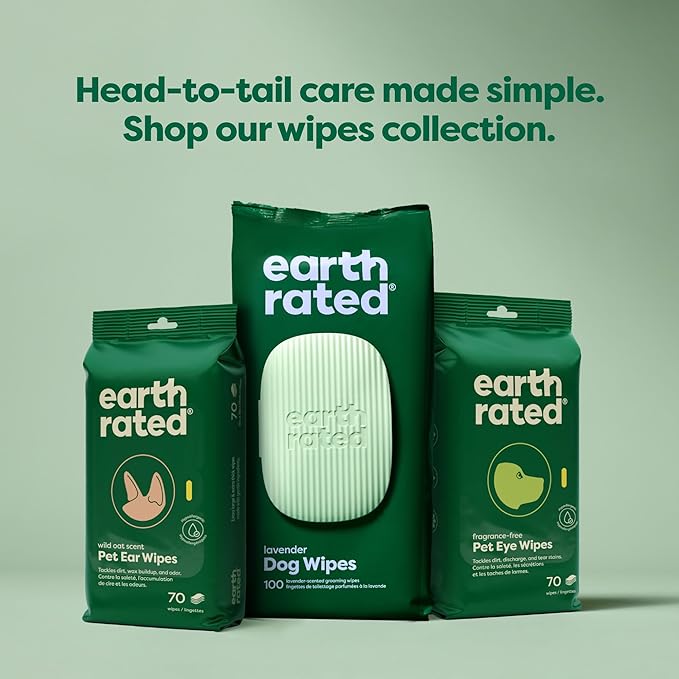 Earth Rated Pet Wipes for Dogs and Cats, Hypoallergenic, Cleaning and Hydrating, for Grooming Paws, Body and Butt, Unscented, 100 Count-PawvioPets