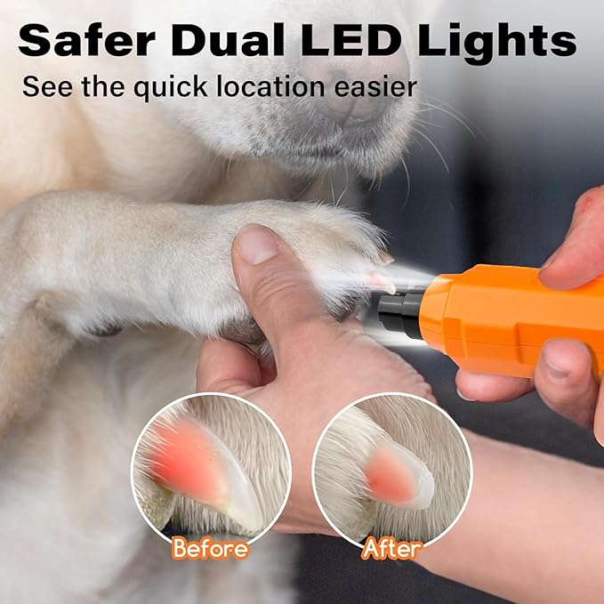Dog Nail Grinder 5-Speed Upgrade - Professional Rechargeable pet Nail Trimmer with 2 LED Lights Ultra Quiet and Low Vibration Providing Painless Beauty for Large Medium and Small Dogs and Cats-PawvioPets