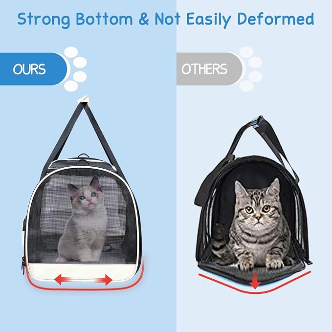 BurgeonNest Cat Carrier for Large Cats 20 lbs,Medium Pet Under 25 lbs,2 Puppy and Small Dogs with Unique Side Bag,Top Load Pet Carrier Soft-Sided Escape Proof with 4 Ventilated Windows-PawvioPets