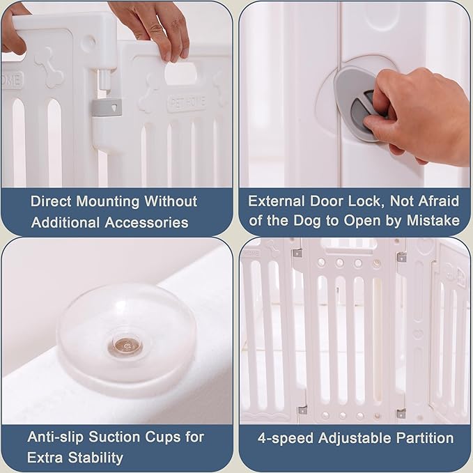 2 Room Dog Playpen with Door,DIY Shape Combination Puppy Pen,16-Panel+2 Link Piece+Large Door+Small Door,25.5" H Dog Fence,Non-Slip&Secure Pet Gate,Easy to Assemble (Two Rooms)-PawvioPets