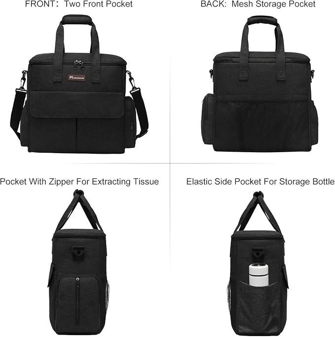 Dog Travel Bag by Modoker - Dog Travel Kit for a Weekend Away Set Includes Pet Travel Bag Organizer for Accessories, 2 Collapsible Bowls, 2 Travel Food Container (Black)-PawvioPets