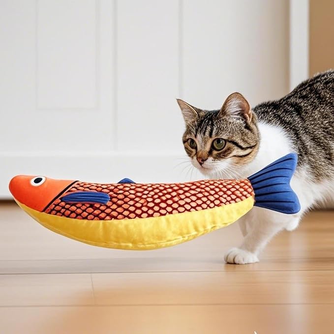 Cat Toys for Bored Indoor Adult Cats - Catnip Toys for Mental Stimulation, Interactive & Durable Kicker Toys for Solo Play, Best for Lazy or Senior Cats (Orange)-PawvioPets