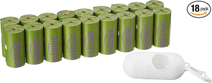 Amazon Basics Dog Poop Bags with Dispenser, 270 Count, Enhanced for Guaranteed Leakproof, Lavender Scented, Includes Leash Clip-PawvioPets