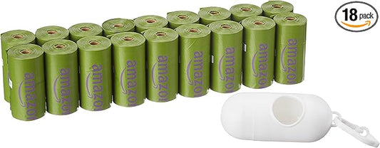 Amazon Basics Dog Poop Bags with Dispenser, 270 Count, Enhanced for Guaranteed Leakproof, Lavender Scented, Includes Leash Clip-PawvioPets