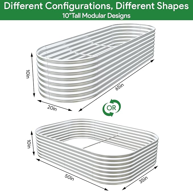 BTDVR 2PCS Galvanized Raised Garden Bed Outdoor, Metal Raised Beds for Vegetables, Above Ground Garden Box for Flower, Steel Garden Bed for Gardening - 65x20 inch-PawvioPets