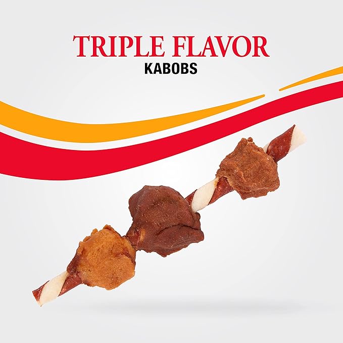 Good'n'Fun Triple Flavored Rawhide Kabobs for Dogs, 2 Pack, 4 oz-PawvioPets