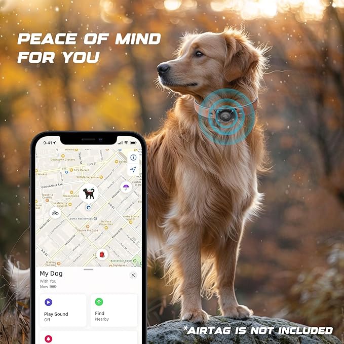 AirTag Dog Collar - Leather Dog Collar with Air Tag Holder | IPX8 Waterproof, Reflective, High - End, Adjustable Soft Padded | Dog GPS Tracker Collars Fit for Medium Large Dogs (Mahogany Brown, L)-PawvioPets