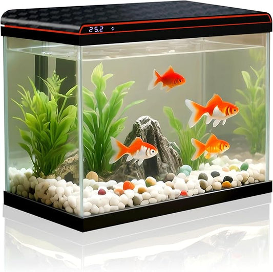20 Gallon Fish Tank, Large Smart Aquarium with Self-Cleaning Pump 3 Color Lights Water Temperature Detection System, Smart Fish Tank for Betta Shrimp Guppy Goldfish Beta, Home Decor Gift with Tank-PawvioPets