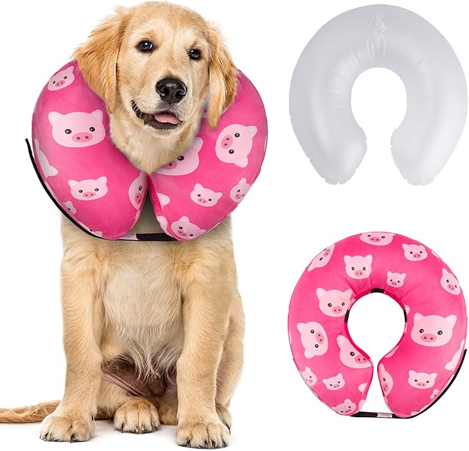 CuteBone Inflatable Dog Neck Donut with Removable Soft Fleece Covers for Small/Medium/Large Dogs and Cats After Surgery GWB01XL-PawvioPets