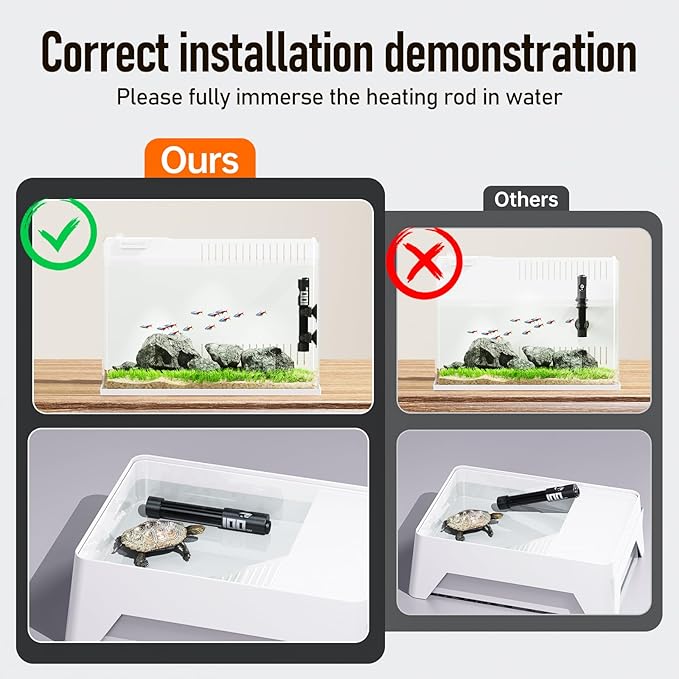 Aquarium Heater,50w/100w/150w/200w/300w/500w Submersible Fish Tank Heater,External LED Controller, with Over-Temperature Protection and Automatic Power-Off When Leaving Water for.-PawvioPets