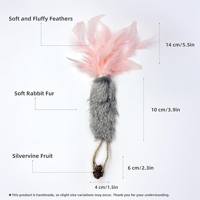 3 Pack Rabbit Fur Catnip Toys with Feathers – Interactive Carrot Cat Toys with Galls Fruit for Indoor Cats and Kittens-PawvioPets