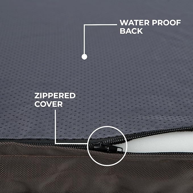 Best Pet Supplies Cute Dog Crate Mat Flat Bed with Waterproof Exterior, Thick Orthopedic Egg Foam Mattress, and Soft Sherpa Fleece Cover for Small, Medium, and Large Breeds - Brown, 35X22X4-PawvioPets