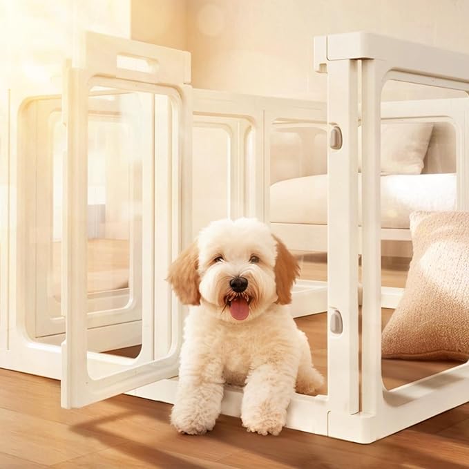 Acrylic Dog PlayPen, Clear Dog Play Pen for Puppy Cat Rabbit, Easy Assemble Pen, Preferable Small Cage, 23.6" H, 12 Pcs-PawvioPets