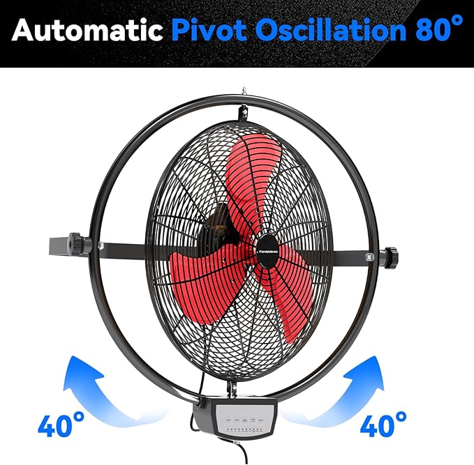 20 IN 5500 CFM Remote Control Wall Mount Fan, 3 Speed High Velocity Wall Fan with Timer, Oscillation & Tilting, Air Circulator for Garage, Commercial, Greenhouse, Warehouse & Gazebo Use, UL Listed-PawvioPets