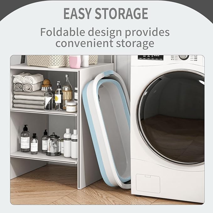 Collapsible Dog Bath Tub for Small Dogs & Cats, Portable Puppy Bath Tub with Water Drain Plug, Space Saving Foldable Pet Bathtub for Indoor & Outdoor Use, Blue-PawvioPets