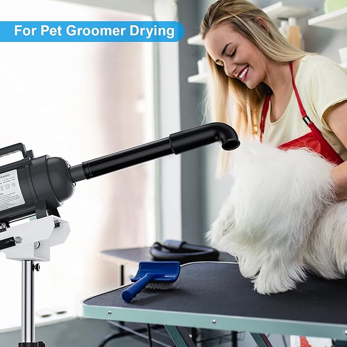 Burano High Velocity Dog Pet Stand Grooming Dog Dryer with 4.3HP Variable Dog Blow Dryer, Fluffy Dry-PawvioPets
