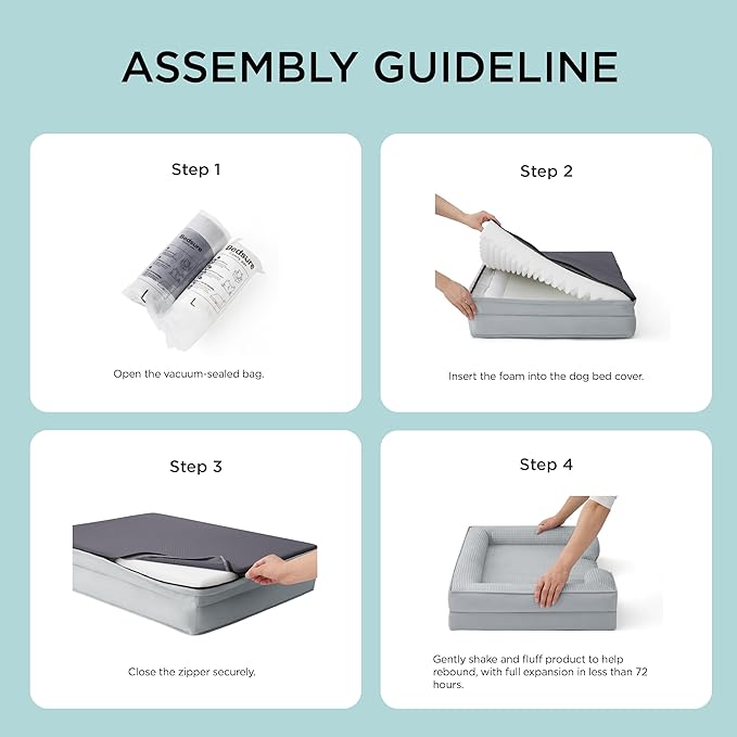 Bedsure Orthopedic Dog Beds for Small Dogs - Washable Small Dog Cat Bed Waterproof, Comfort Pet Couch Sofa with Washable Removable Cover, Pets Bed with Nonskid Bottom, Cooling Grey, 24"-PawvioPets