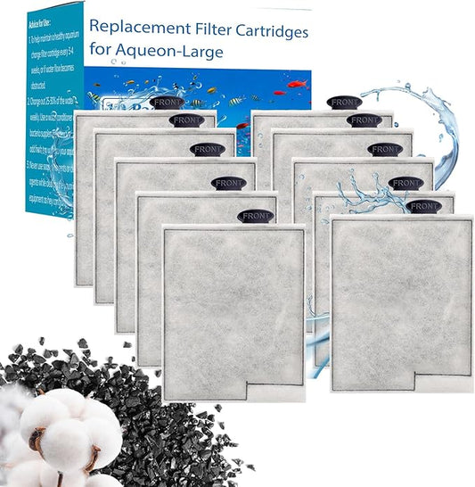 10 Pack Replacement Filter Cartridges Large for Aqueon,Large Filter Compatible with Aqueon QuietFlow Power LED PRO & Power Filter&E Internal Size 40 Canister-PawvioPets