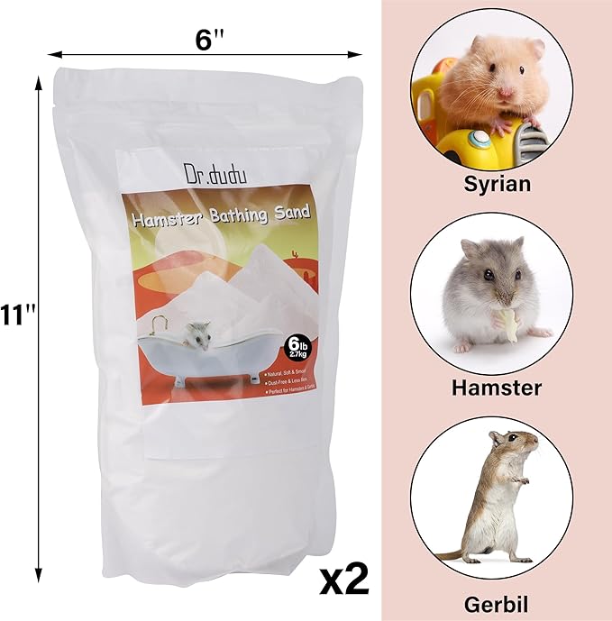 DR.DUDU Hamster Bath Sand, 12lb Dust Free Desert Sand or Potty Litter Sand for Hamster Chinchillas Gerbil Syrian Mice Small Animals (White)-PawvioPets