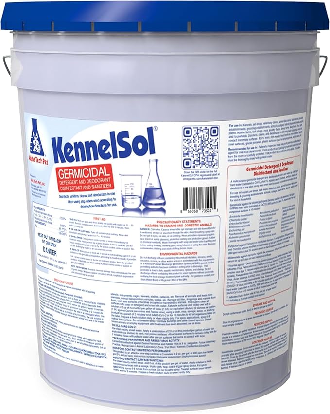 ATP KennelSol 1-Step Kennel Cleaner - 5 Gallons Liquid Disinfectant, Effective Against Bacteria and Viruses, Deodorizer Wintergreen Scent by Alpha Tech Pet-PawvioPets