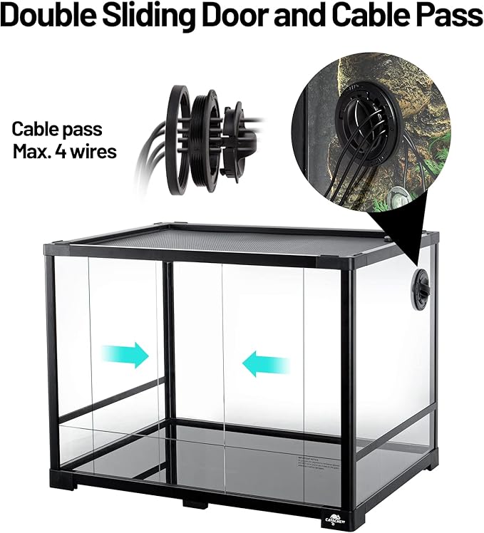 34 Gallon Reptile Tank, Glass Reptiles Terrarium 24" x 18" x 18", Sliding Door, Top Ventilation, Cable Pass, Humidify Hole, Glass Reptile Cage Habitat for Bearded Dragon, Lizard, Snake, Gecko-PawvioPets
