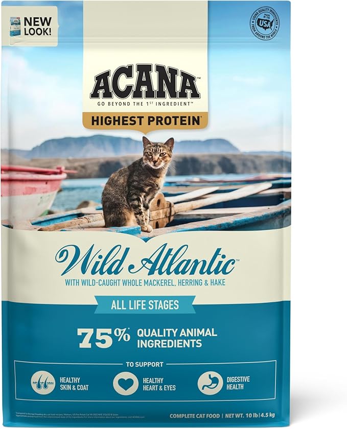 ACANA Grain-free Dry Cat Food Wild Atlantic Saltwater Fish with Freeze-Dried Liver 10lb Bag-PawvioPets