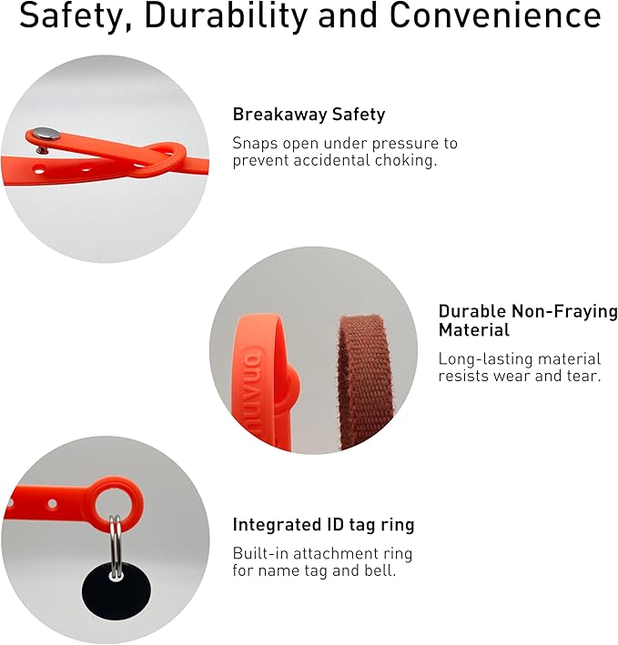 5 Pack Breakaway Cat Collar - Soft, Comfortable, and Lightweight Safety Buckle Collar with ID Tag Ring for Outdoor Cats and Kittens by Nuvuq (6 ⅞" to 10 ¼", Red, Orange, Pink, Blue and Black)-PawvioPets