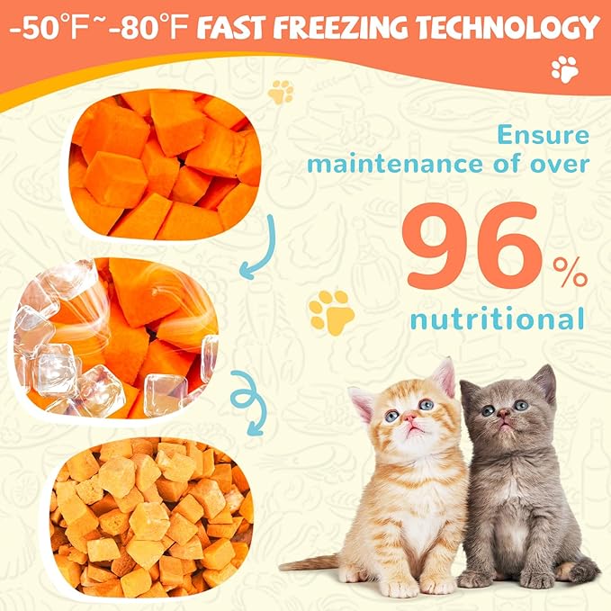Freeze-Dried Pumpkin Treats for Dogs & Cats – High Fiber, Single Ingredient Natural Snacks for Digestion & Gut Health, Healthy Food Toppers, 1.58 oz-PawvioPets