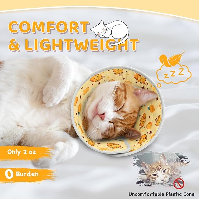 Cat Cone Collar Soft to Stop Licking, Adjustable, Foldable Lightweight Kitten Cones After Surgery Recovery for Cats & Kittens, Cat Cone Alternative (Orange, L)-PawvioPets