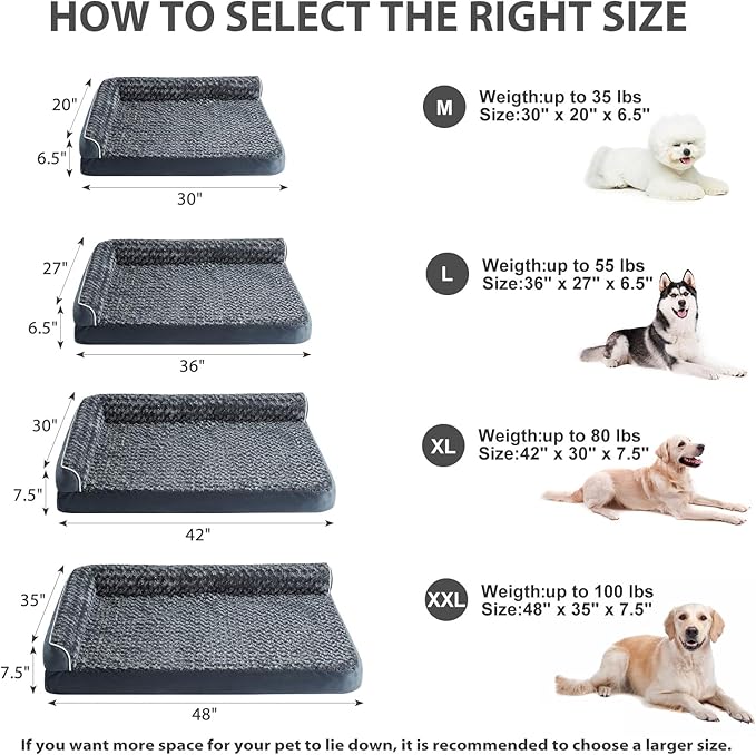 BFPETHOME Orthopedic Dog Beds for Large Dogs-Waterproof Sofa Dog Bed with Removable Washable Cover, Big Pet Bed with Waterproof Lining and Nonskid Bottom,Pet Bed for Large Dogs-PawvioPets