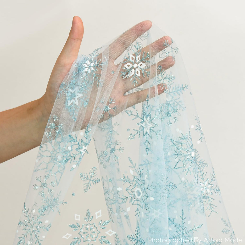 Artoid Mode Blue Snowflakes Christmas Gauze Table Runner 120 Inch 10FT, Winter Seasonal Sheer Dining Holiday Wedding Table Decor for Home Party