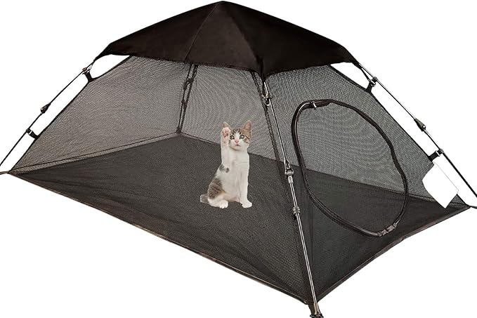 AICHIFAN Mini Cat Tent for Outside Playpen Pop Up Indoor Pet Cat Enclosures Portable Sunshade and Anti-UV Cat Playhouse for SUV Pickup Truck (Play Tents for Cats and Small Animals) - Outside Habitat-PawvioPets