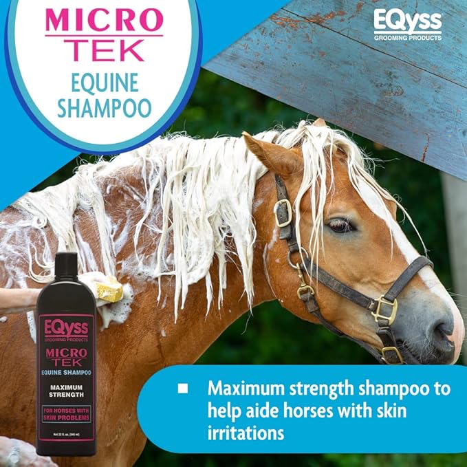 EQyss Micro-Tek Equine Itch Relief Shampoo - Soothes Irritated Skin, Stops Itching, Scratching, Rubbing - for all Horses, Ponies, Mares, Foals (32 oz)-PawvioPets